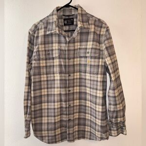 Carhartt Men's Gray & Cream Plaid Button Down Shirt Size Medium